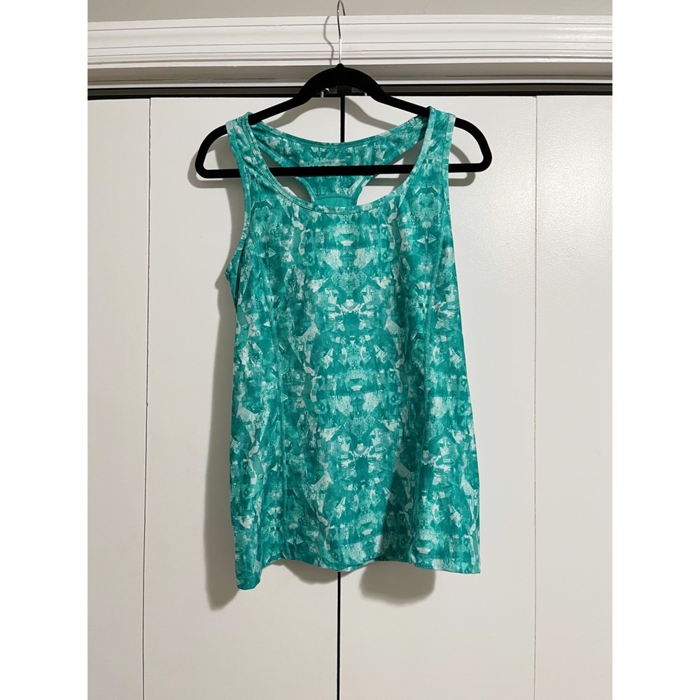 Eddie Bauer Women’s Movement Green and White Large Racerback Tank Top